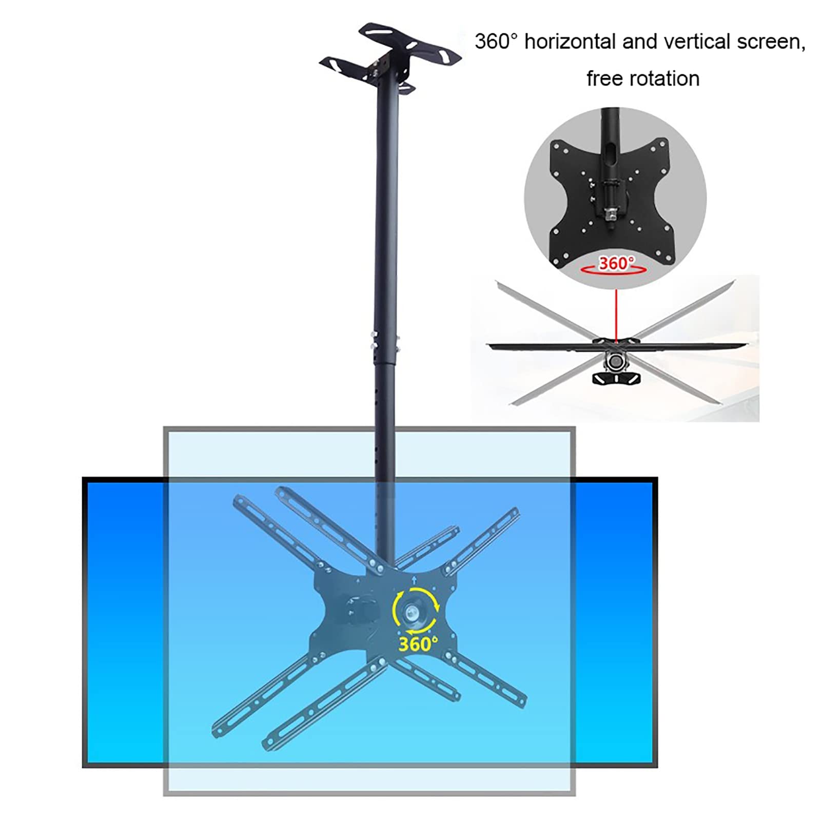 Support de montage TV double face pour téléviseurs à écran plat de 32 à 75 pouces, rotation à 360 degrés