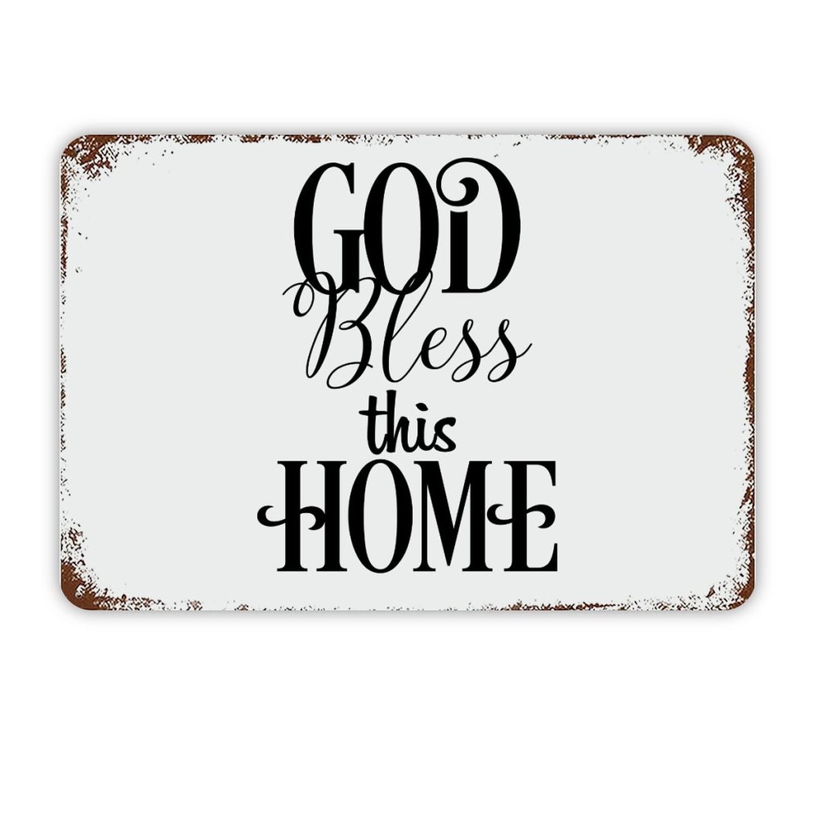 ENEDNATE Inspirational Quote Metal Sign God Bless This Home Retro Decorative Aluminum Tin Signs 8x12 Inch Man Cave Street Metal Sign for Office School Classroom Nursery Decoration