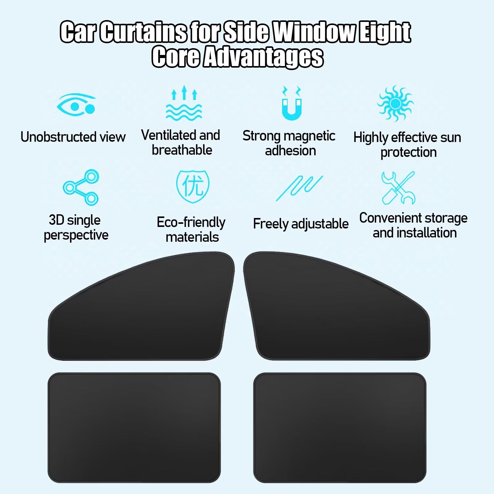 Tendine per Finestrini Auto Magnetico 4 Pezzi Compatibile con Ford Tourneo Courier 2024 Tenda Sole Parasole