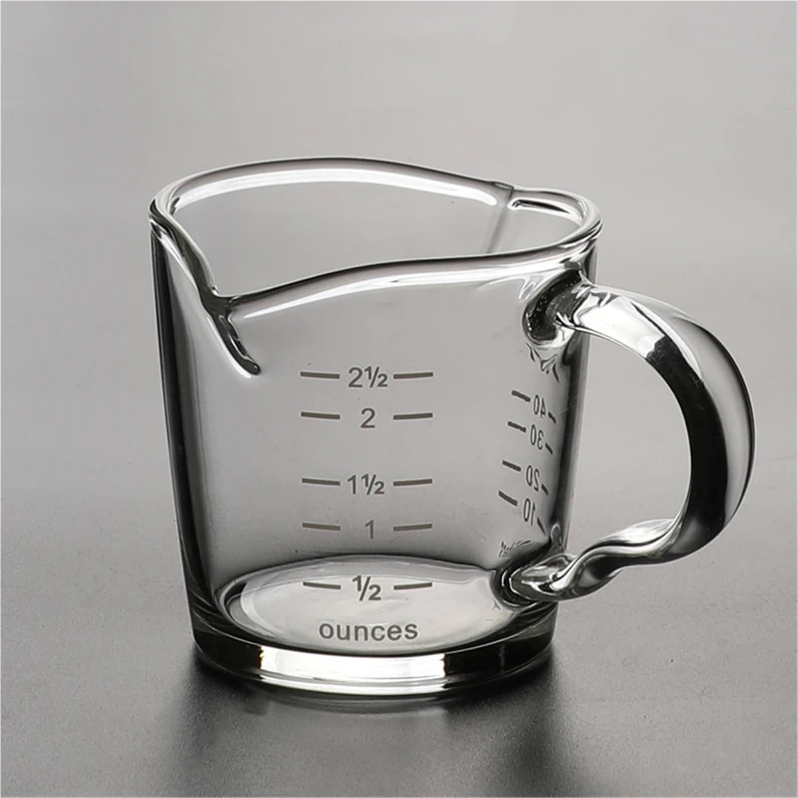 Jarra De Leche Taza medidora de vidrio de 70ml, taza de doble boca for café con Clip de cocina, taza de leche, 2 uds.