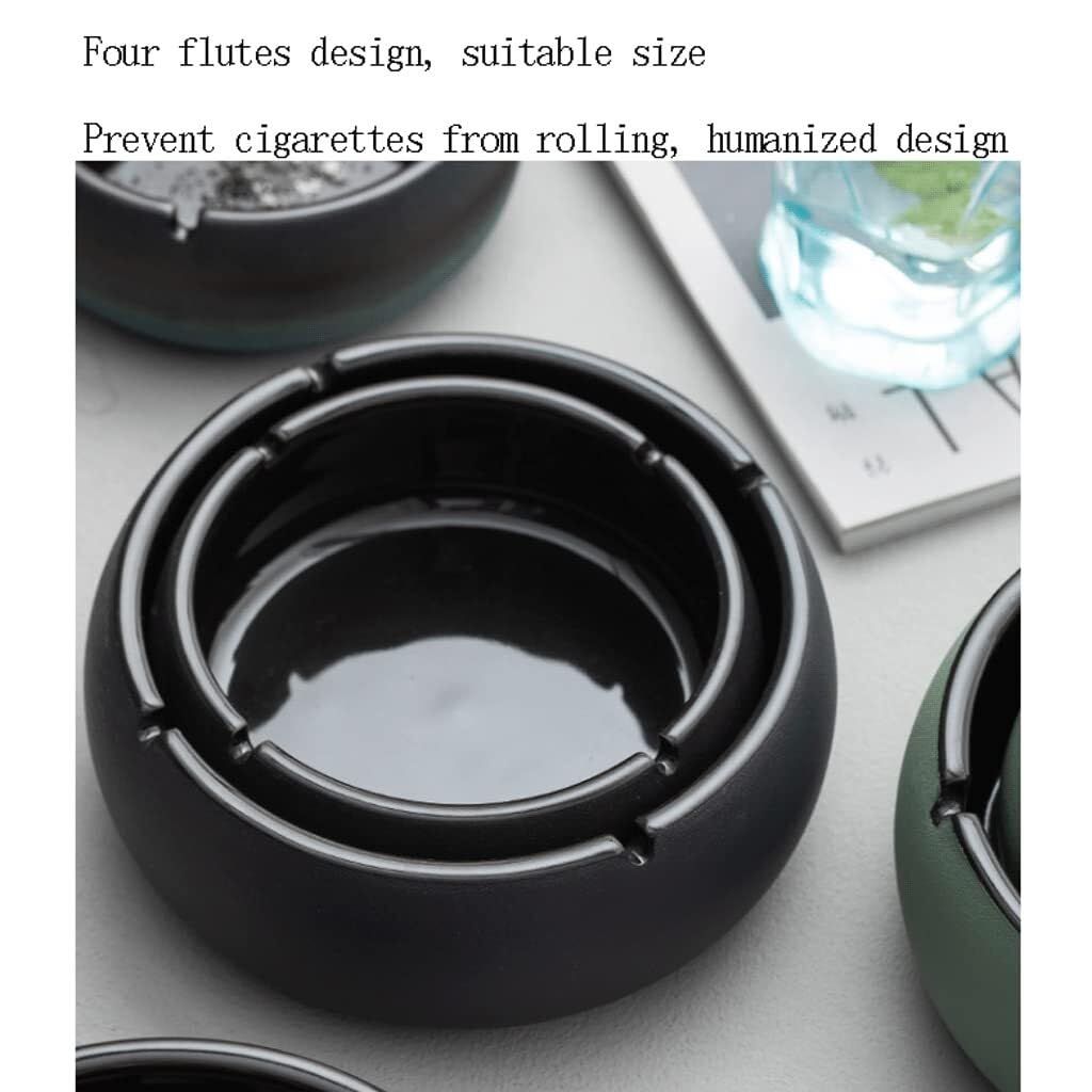 Portacenere Posacenere Da Tavolo Posacenere Da Tavolo Per Fumatori Con Decorazione In Ceramica Scanalata Di Grande Capacità Posacenere Portatile(Black,1500ml)