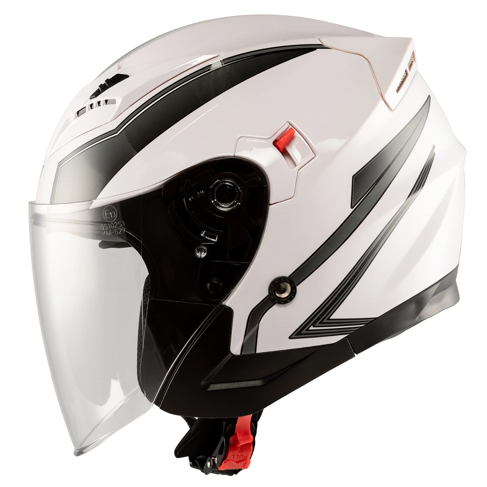 Moto Casco Jet Scooter Doppia Visiera ECE 22-06 Certificato Bianco Argento L