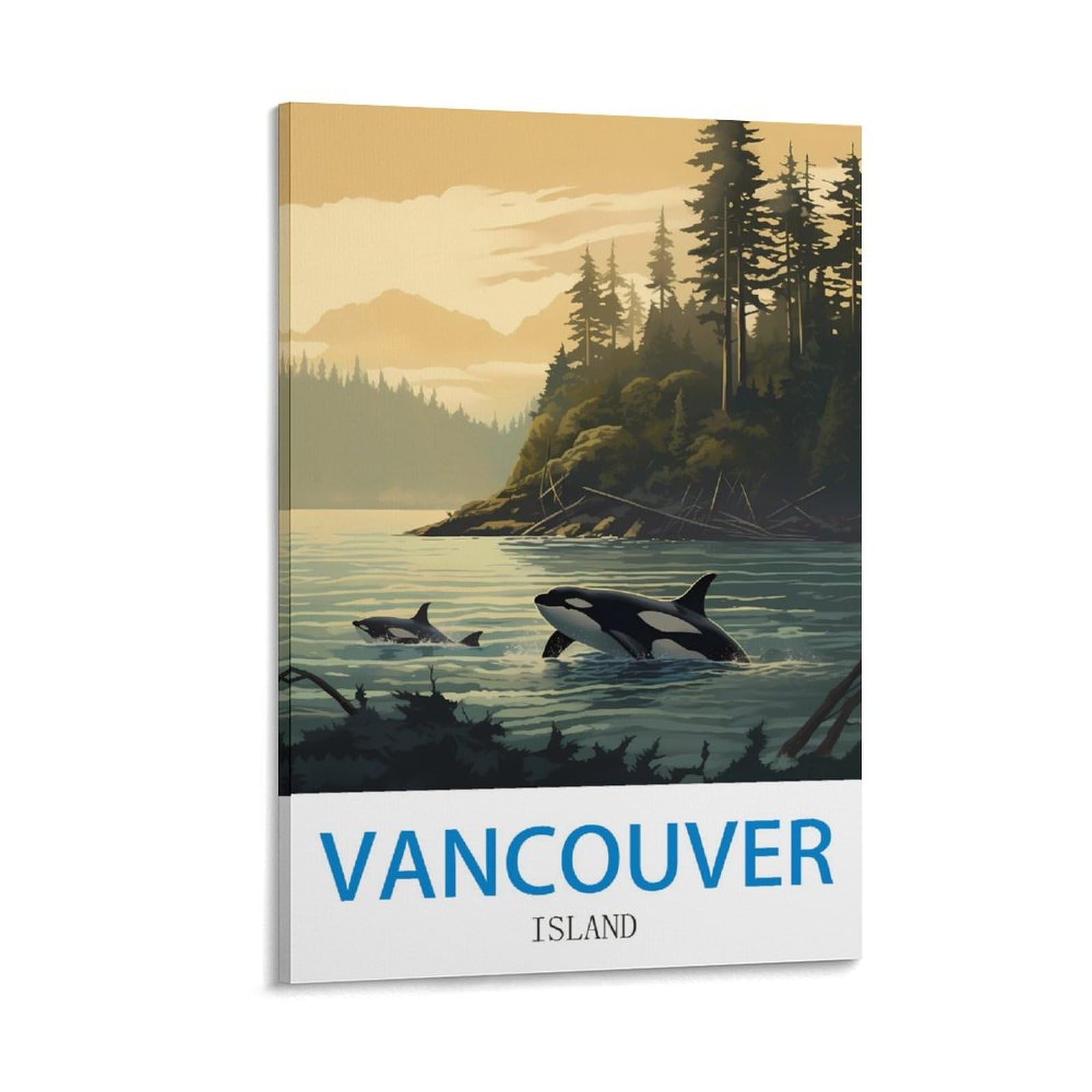 Lnmnjesg Frame-Style Vancouver Island Vintage Travel Poster 12X18inch(30X45cm) Canvas Painting Wall Art, Wall Decor Pictures Prints For Living Room Bedroom