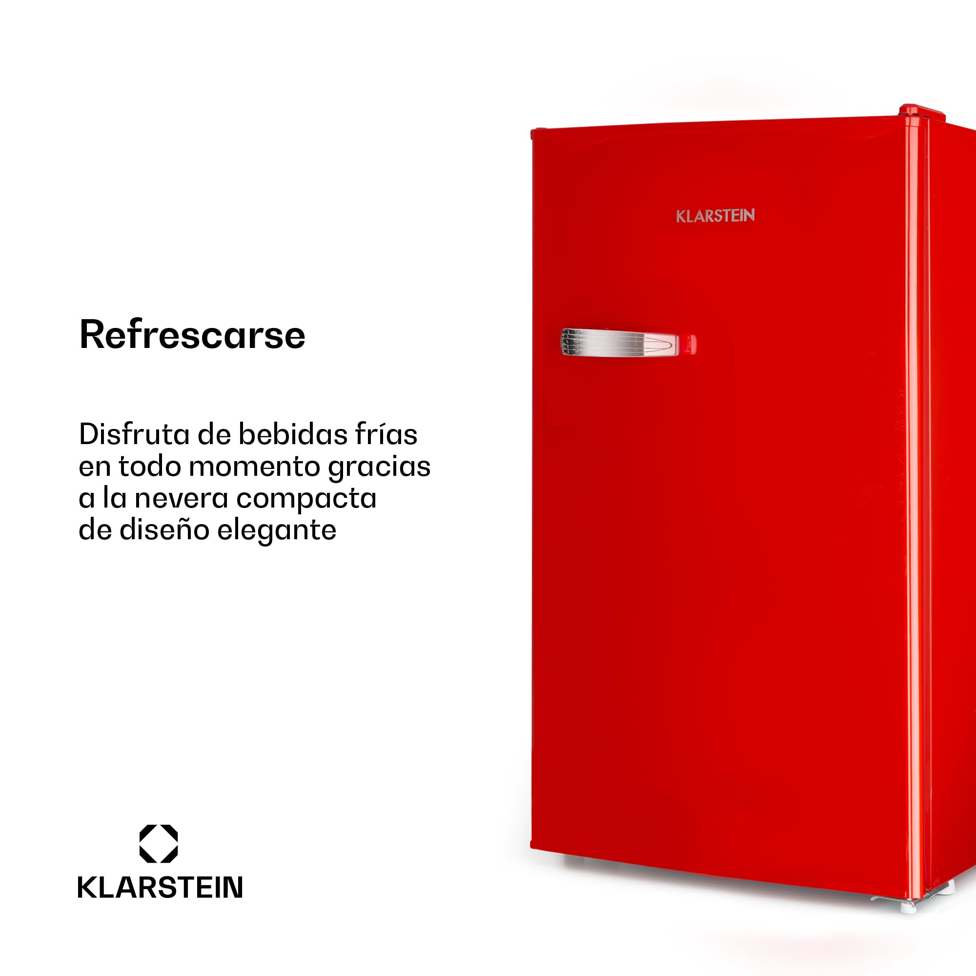KLARSTEIN Beercracker - Nevera 90L, Volumen: 90L, Clase de eficiencia energética E, Compartimento congelador, 3 Compartimentos en la puerta, Abrebotellas en el aparato, 2 Estantes de cristal, Rojo