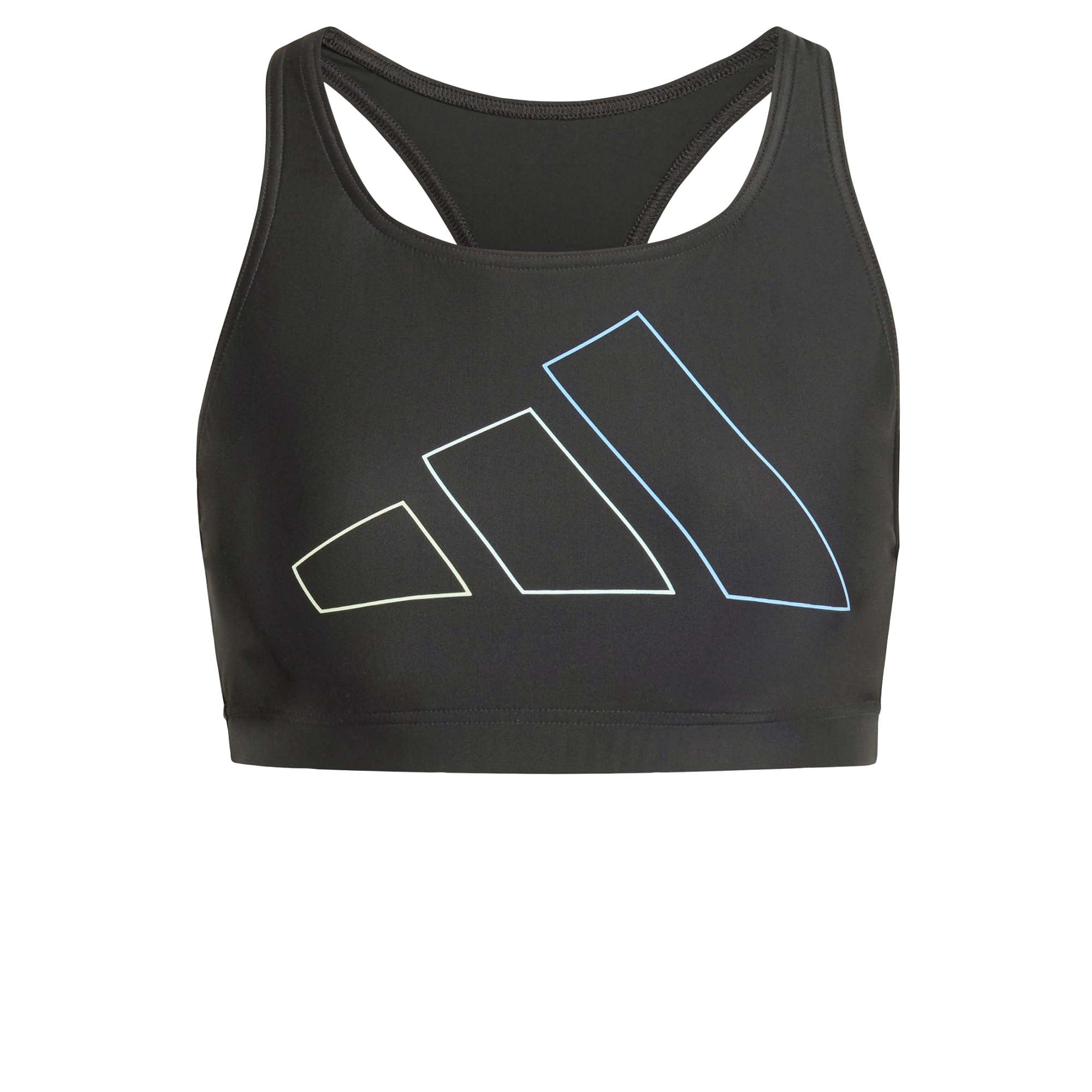 adidas Top de Bikini Big Bars para Mujer, Talla S, Color Negro, Negro, XXS