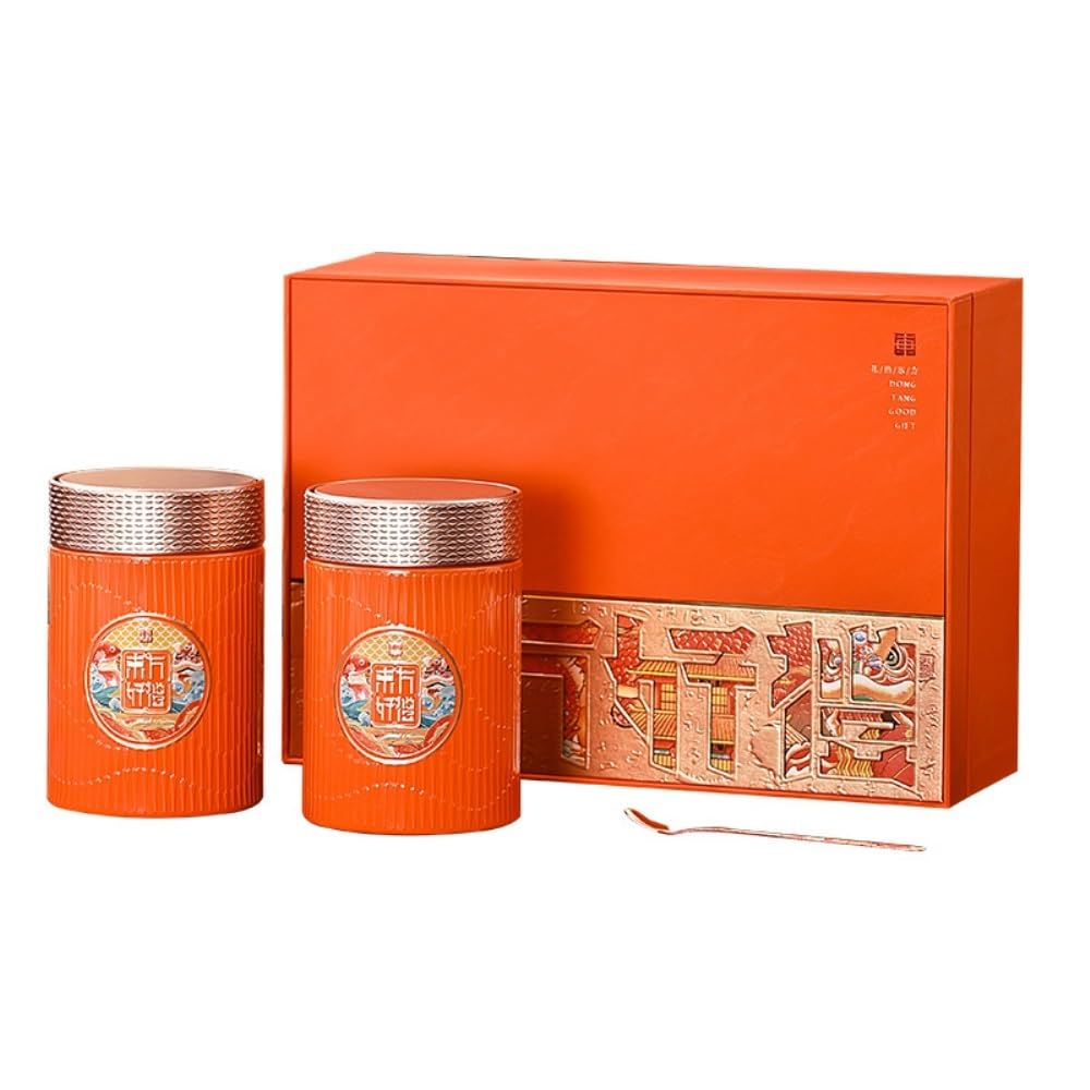 Juego De Té Lata de Almacenamiento de té Suelto, Lata Redonda, Lata sellada for Cocina, Lata vacía, Juego de té Retro, Juego de Caja de Regalo de Lata Doble Tarro para Guardar Té