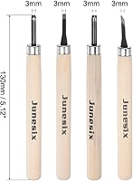 Vista 2 de uxcell Juego de 4 cinceles de cuchillos de tallado de madera, acero al carbono 50#, pequeño, diagonal, diagonal, redondo, triangular, Graver