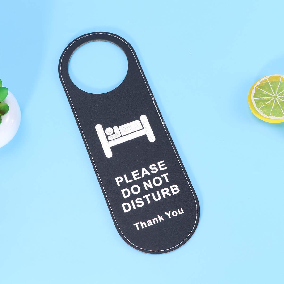 STOBOK Do Not Disturb Door Hanger Sign Please Make Up Room Leather Double-Sided Leather Door Knob Tag Cleaning Sign for Office Hotel Home Clinic Supplies - Image 3