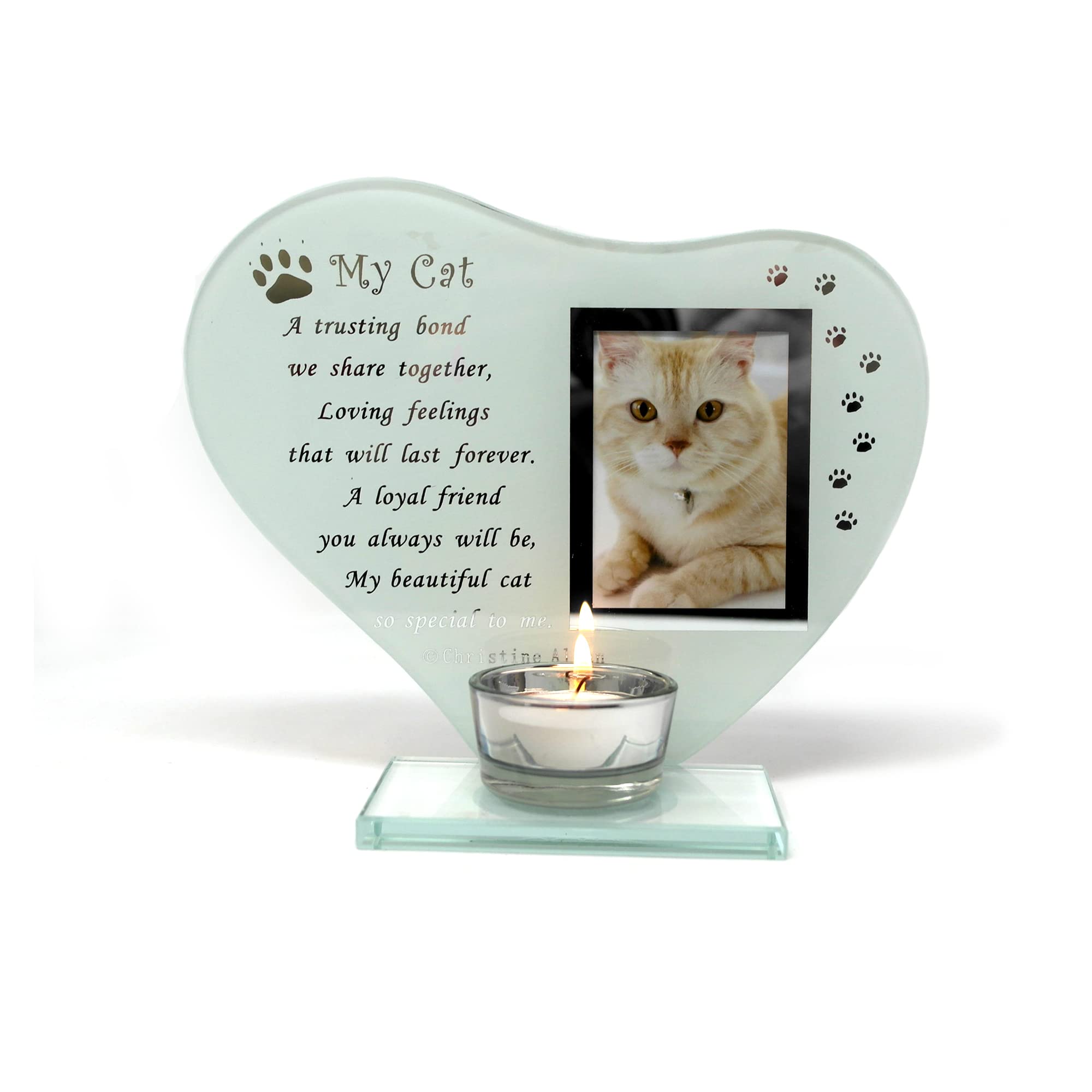 My Cat Glass Memorial Candle Holder and Photo Frame | Grief Sympathy Gift for cat Owners | Memorial plaques for Pets | cat Frame Memorial | Remembrance for cat | cat Candle Holder | in Memory of pet