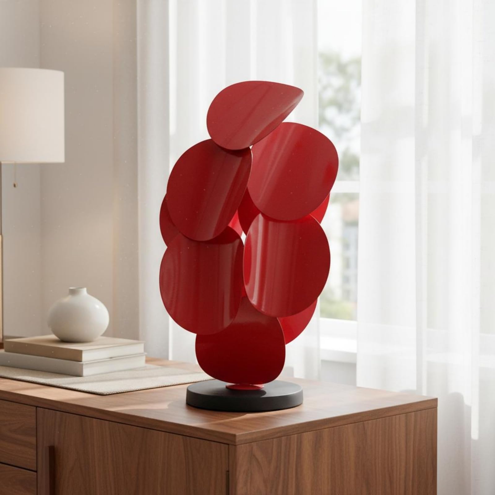 Sharplace Abstrakte Skulptur Metall Dekofigur Kunstobjekt Tischskulptur Blattstapel mit Tiefe Balance Und Textur für Konsole Beistelltisch Fensterbank für, Silber