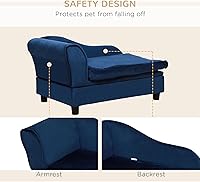 Vista 5 de PawHut Sofá cama de lujo para perros con almacenamiento oculto, sofá cama pequeño para perros con espuma suave de 2 pulgadas, muebles modernos