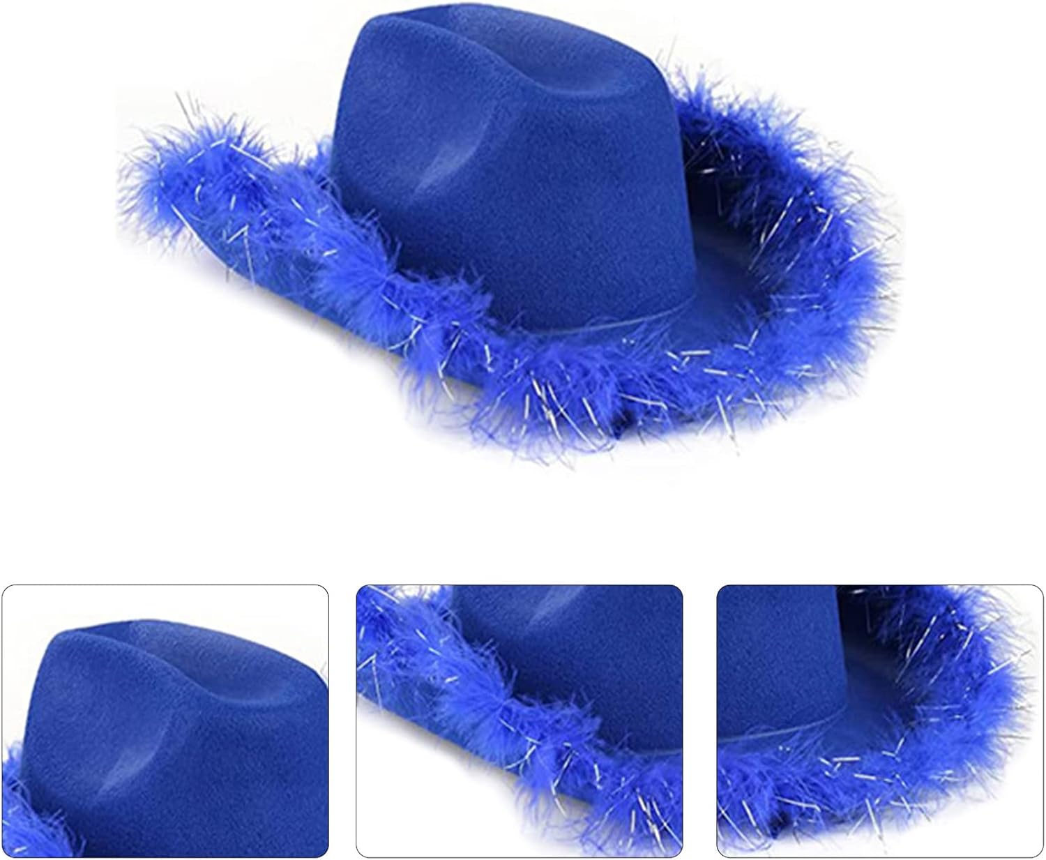 Furry Trim Hat Fedoras Bachelorettes Party Props Feathered Cowgirls Hat Western Furry Trim Hat Bachelorettes Party Hat F
