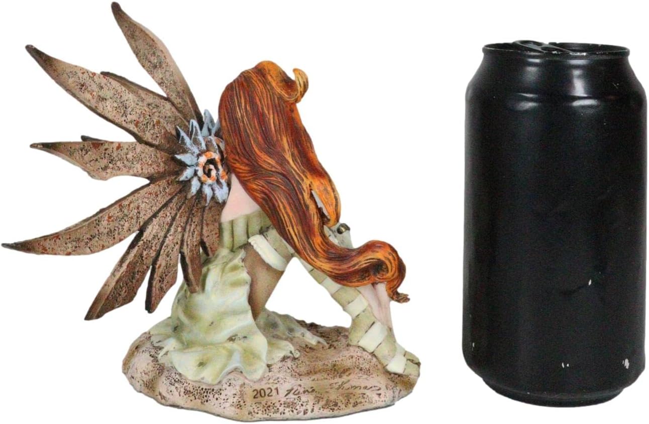 Ebros Gift Amy Brown 'Thinking of You' Steampunk Aviator Pilot Fairy with Mechanical Wings Figurine Whimsical Faerie Garden Sculpture Collectible