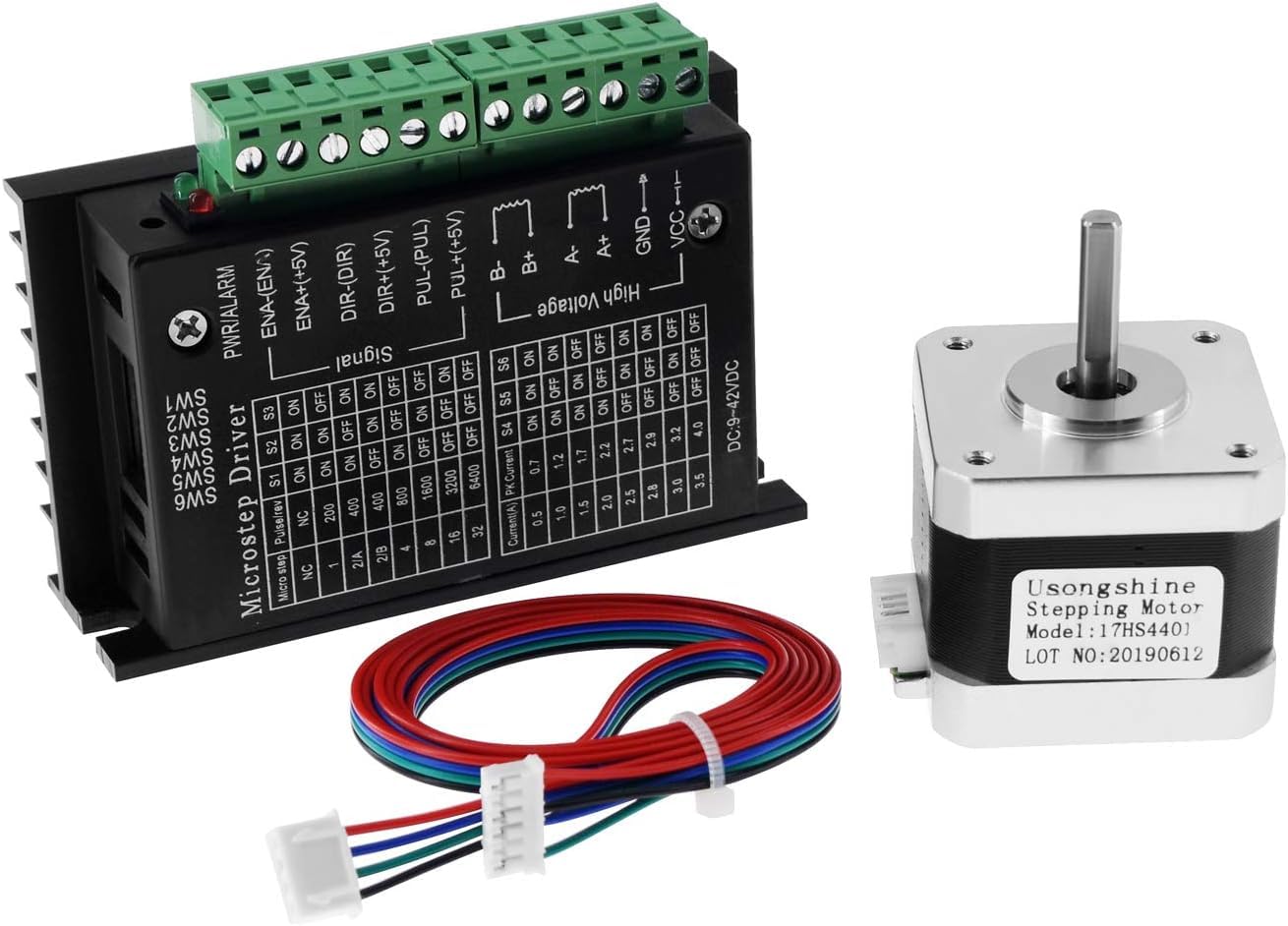 NEMA17 Stepper Motor 40mm 1.3A 1.8° 4-Lead with TB6600 Driver CNC Kit for 3D Printer Robotics Automation Precision Motor Control and Rduino UNO Compatible Projects-image-40