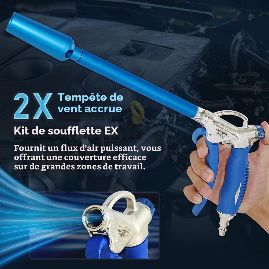 FIRSTINFO Soufflette Air Comprimé Windstorm Buse Longue Réglable A18563FEU