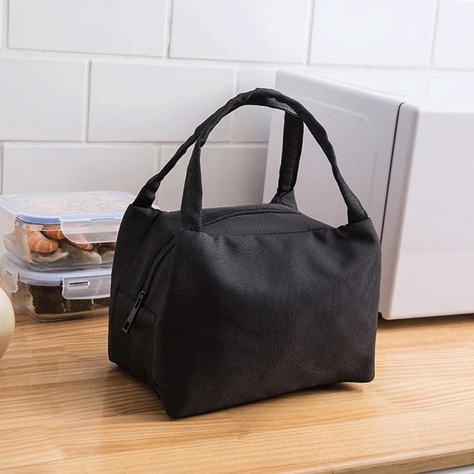 Picknickkorb, Isoliertasche für Lebensmittel, tragbare wasserdichte Lunchtasche mit Reißverschluss, Lunchbox, Aufbewahrungstasche aus Oxford-Stoff und Aluminiumfolie (Farbe: 02, Größe: 21 * 14 * 13)