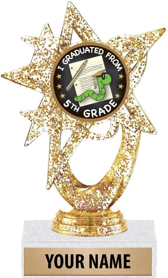 Crown Awards 5.5" Gold Glitter 5th Grade Graduation Trophies, Custom Astral Star 5th Grade Graduation Trophy Award Prime