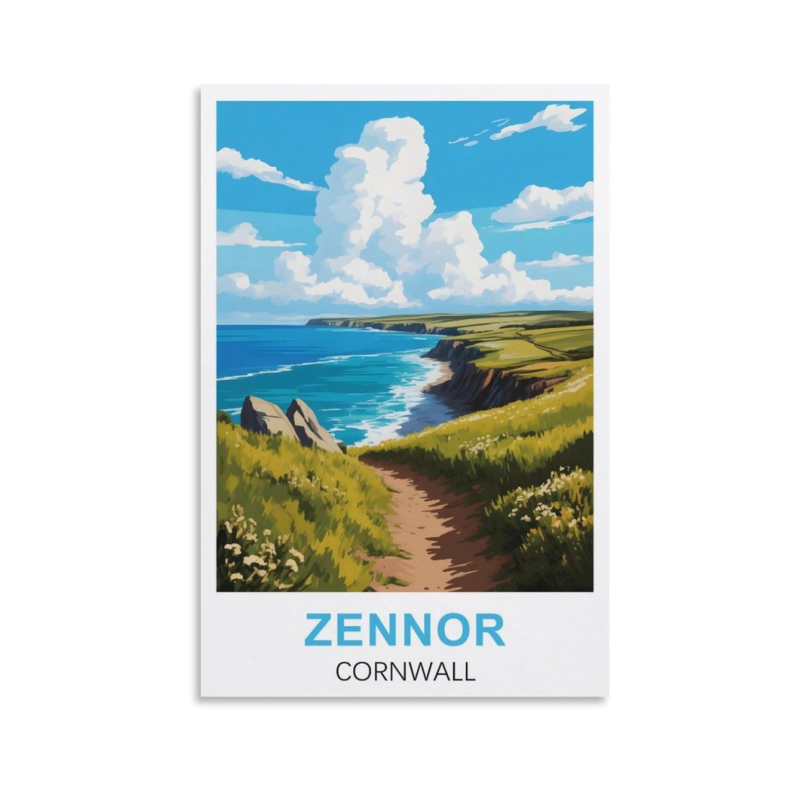 EZMLFA 5D Diamond Painting Kits,Zennor Cornwall,Diamond Painting Kits for Beginners Round Full Drill Painting with Diamonds Gem Art for Home Wall Decor 40x40cm