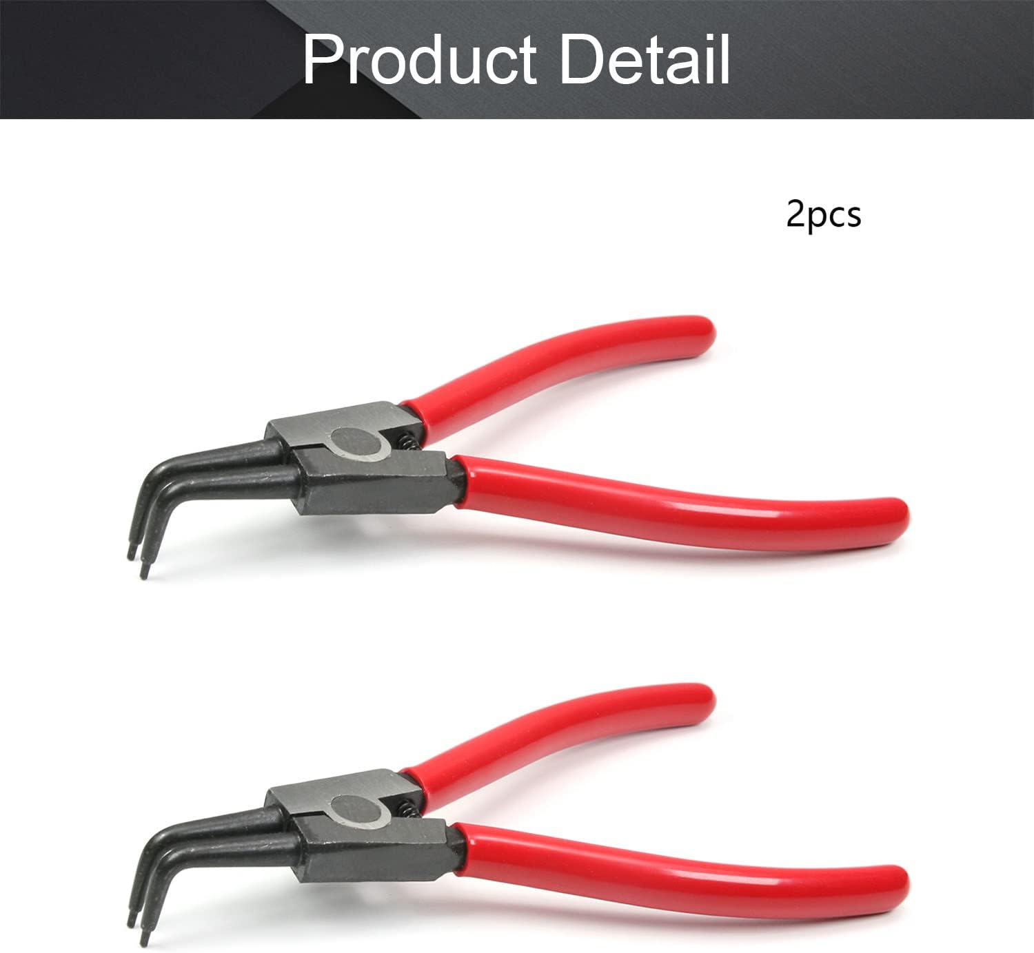 Utoolmart External Retaining Ring Pliers 7 Inch 90 Degree Bent Snap Ring Pliers Precision Circlip Pliers 2Pcs
