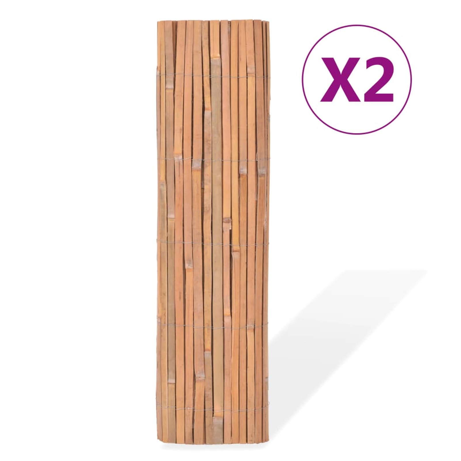 Bambusowe ogrodzenie 2 szt. 100 x 400 cm, bambusowa mata prywatności - bambusowa mata do ogrodu i na balkon - wytrzymały naturalny bambusowy ekran prywatności odporny na warunki atmosferyczne