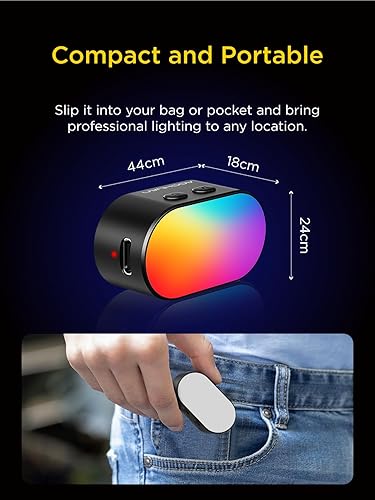 Miniatura 6 de AOCHUAN Luz de relleno magnética RGB para cardán, luz de video LED con 3 brillo y ajuste de 7 colores para fotografía, mini luz de relleno portátil