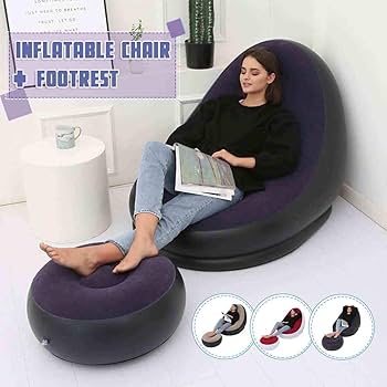 Single Inflatable Chair Lounger Sofa Camping Bedroom Travel Gaming Blow