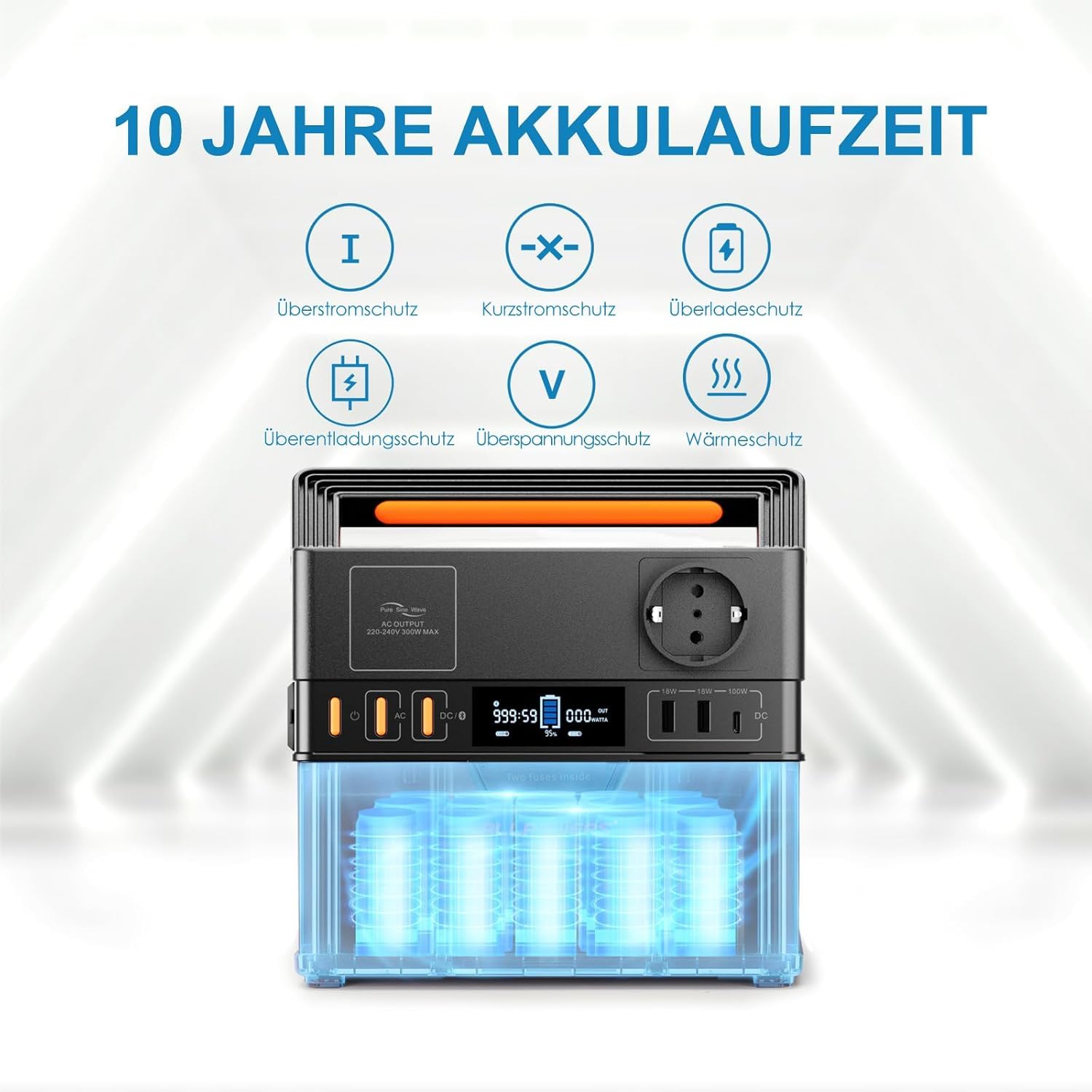 ALLPOWERS S300 Plus Centrale Elettrica Portatile con Pannello Solare 100W | 288Wh Generatore Solare Portatile, 300W (600W Picco) AC Uscita Stazione di Energia Portatile, UPS Power Station per Emergenza