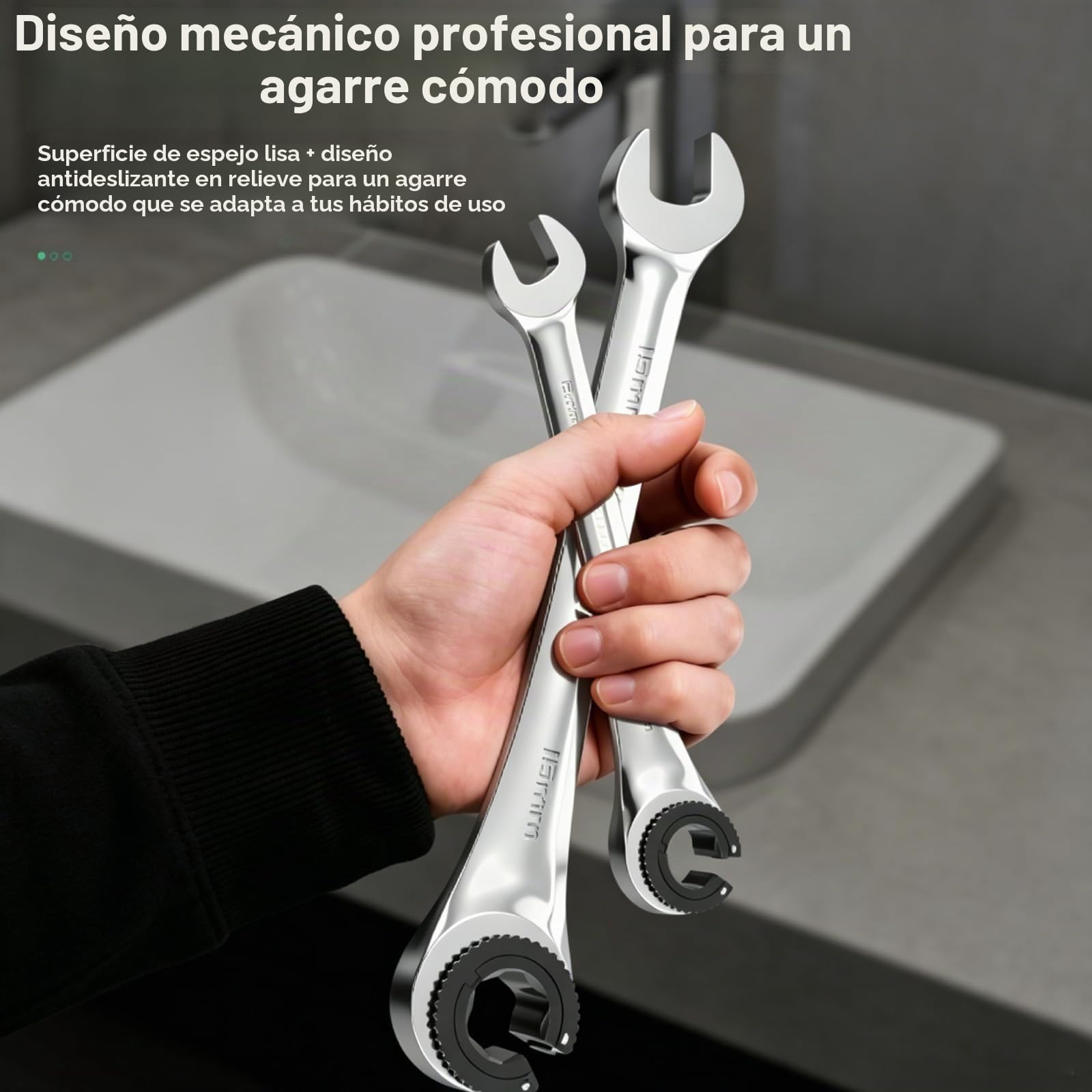 Juego De Llaves Fijas Con Carraca, 6 Piezas 10-17mm Juego De Llaves Combinadas Con Carraca Abierta, Llave Tubo Para Frenos, LíNea De Combustible Para ReparacióN De Coches, Aire Acondicionado