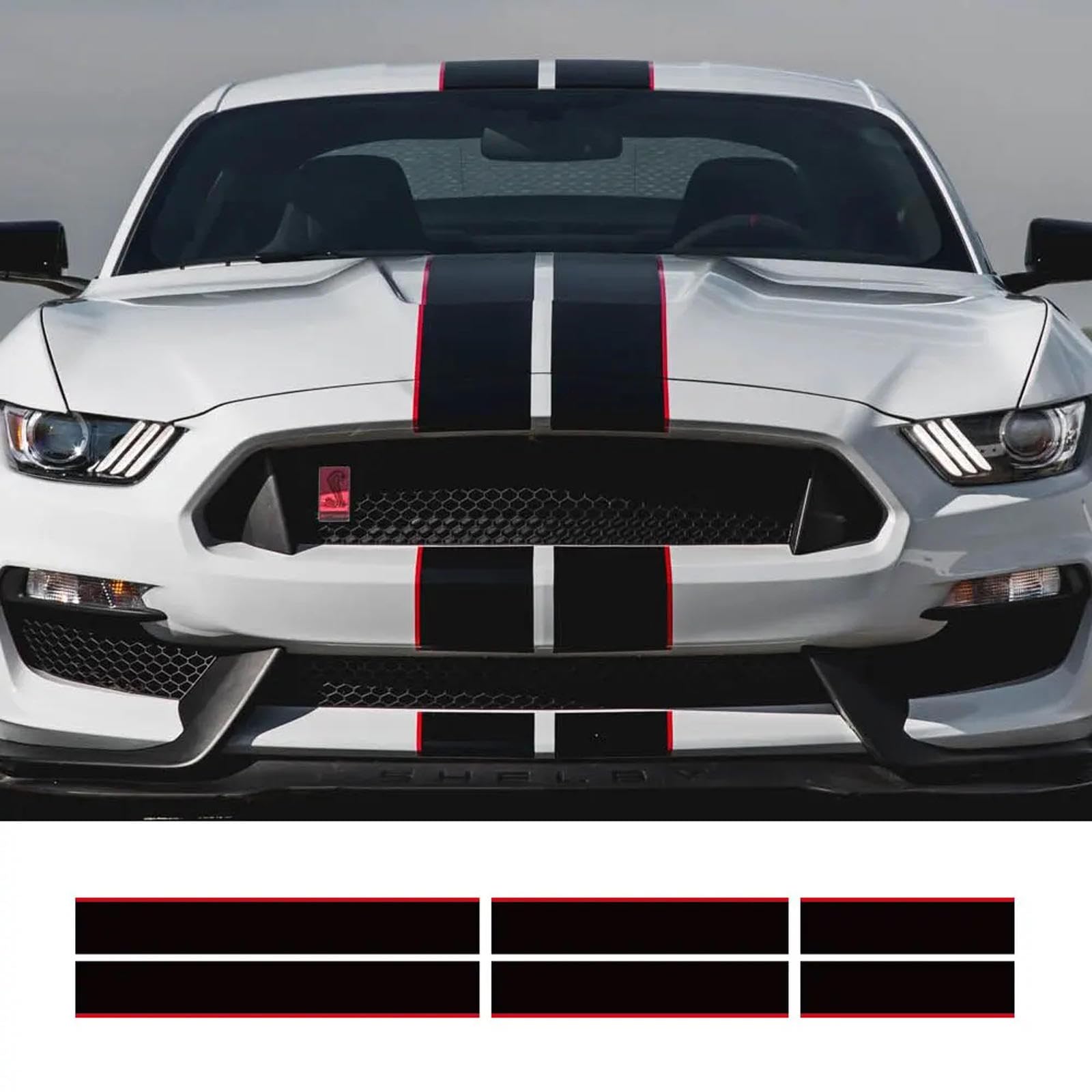 3-teiliges Autoaufkleber-Set mit grafischen Streifen, Vinyl, für Motorhaube, Dach, Heck, Dekor, Aufkleber, für Ford Mustang GT500 GT350 GT