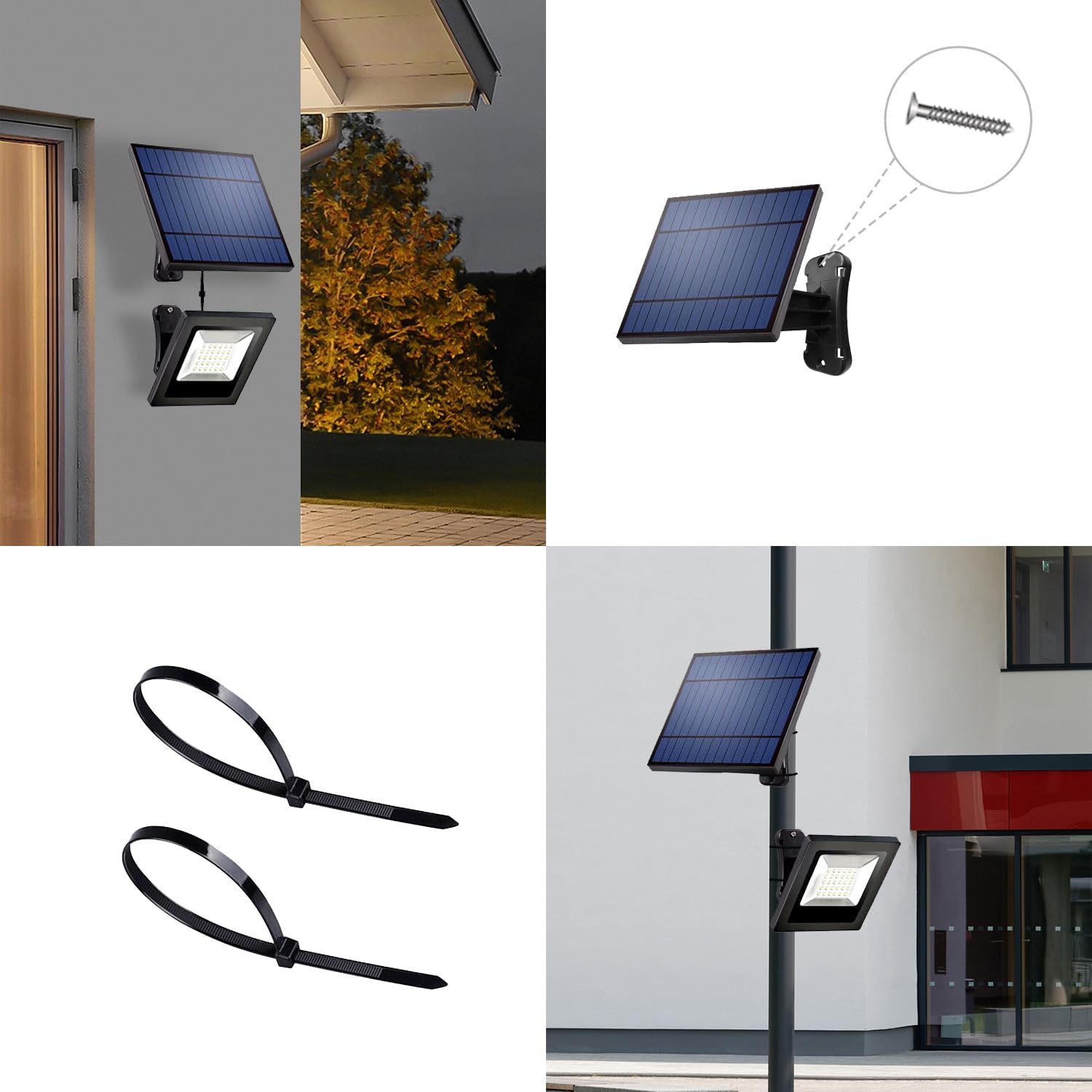 Dresmannst Solar-Flutlicht, LED-Solarleuchten, Sicherheitslicht, wasserdicht für Decke, Veranda, Kabinendach, Baum, Tür, Garten Beleuchtung