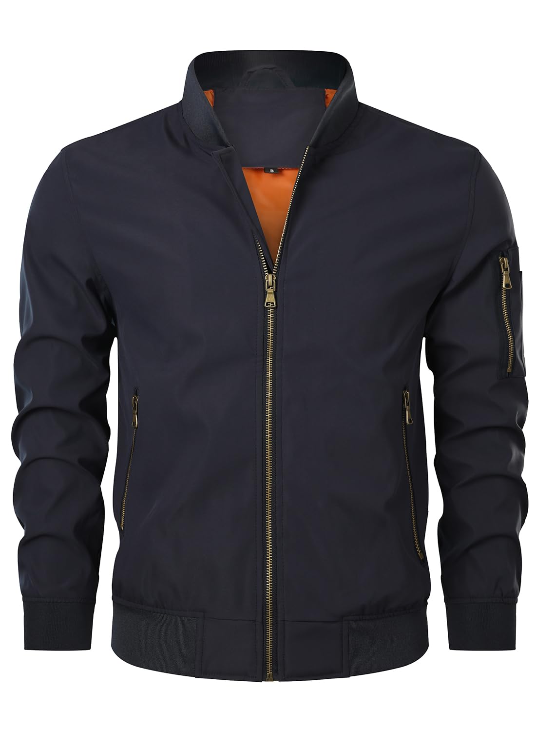 HOOD CREW Herren Bomberjacke Leichte Dünne Lässige Jacke Windbreaker Übergangsjacke mit Reißverschlusstaschen