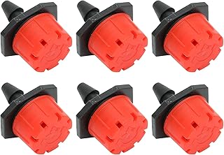 Crazy Sales 100 unidades de emissor de irrigação, emissor de gotejamento ajustável irrigação de 360 graus de irrigação por gotejamento de 0,63 cm para irrigação de gramado de jardim (vermelho)