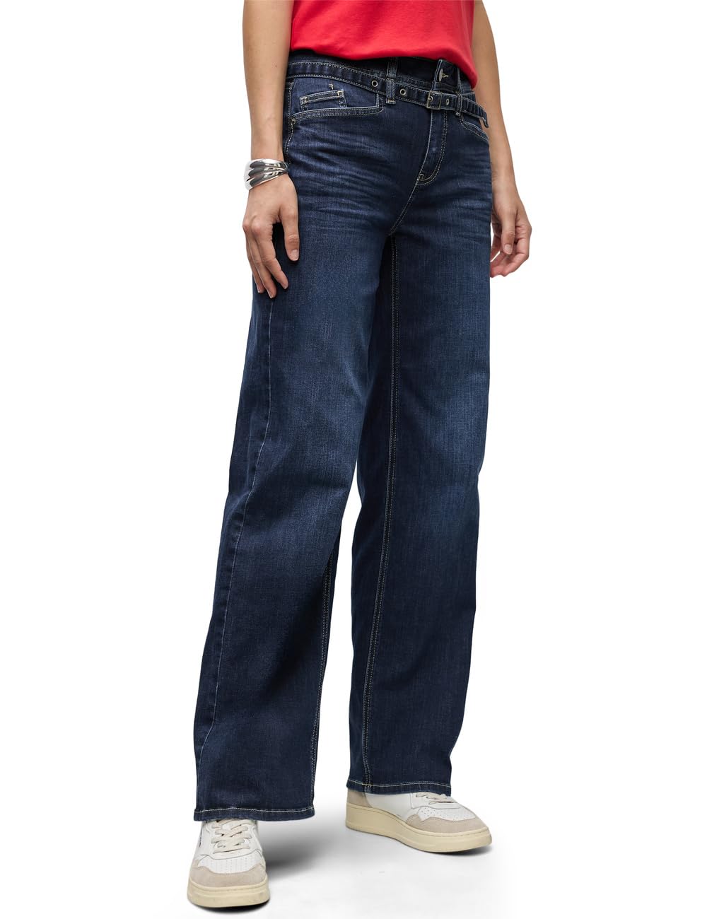 Street One Damen Wide Leg Jeans mit Gürtel 3716985