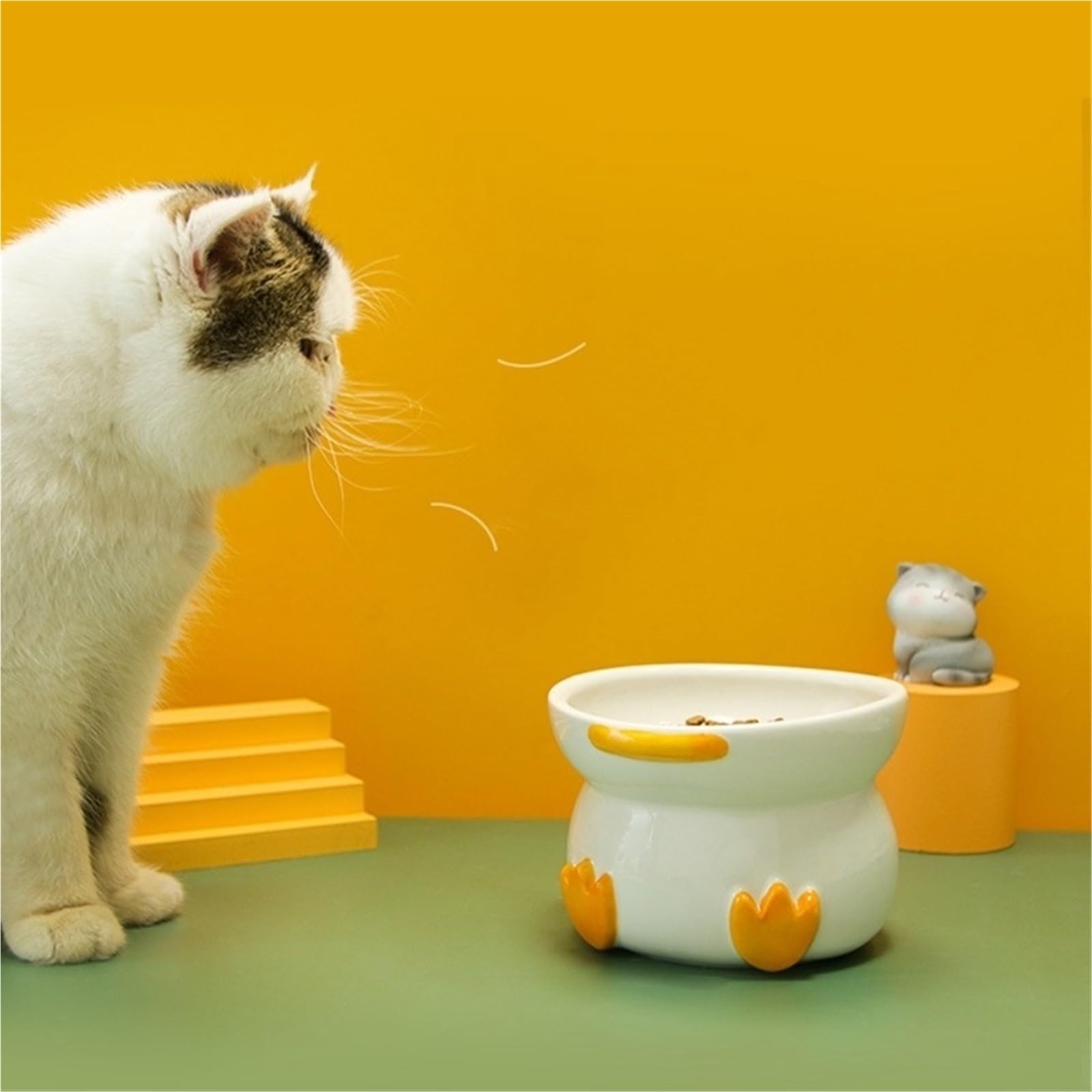 Gamelle amusante en céramique pour chat - Facile à nettoyer et à protéger la colonne vertébrale