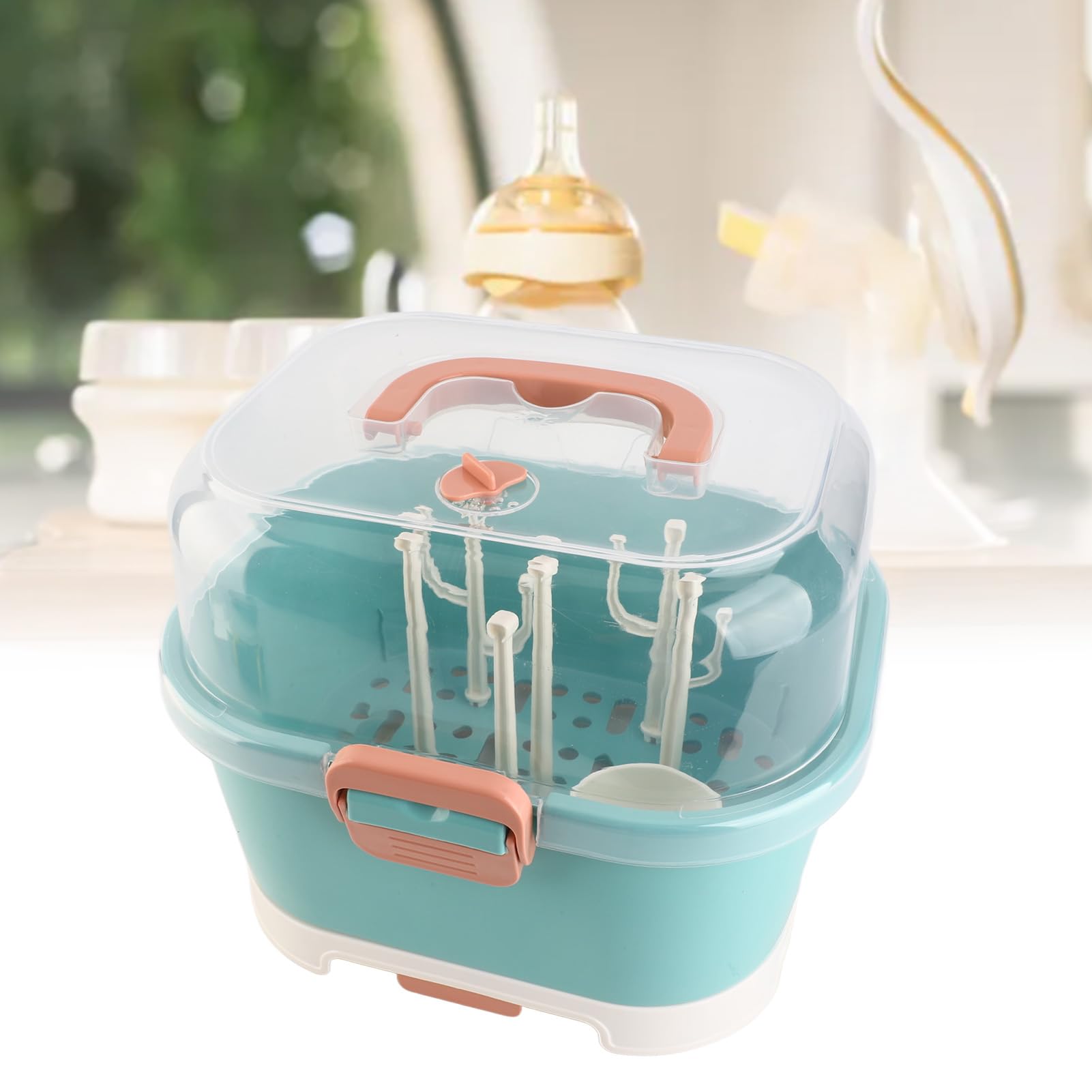 Asciuga Biberon, Scatola Porta Biberon, Porta Biberon, Porta Biberon, Organizzatore Porta Biberon Porta Biberon con Coperchio per Biberon, Stoviglie per Bambini (Green)