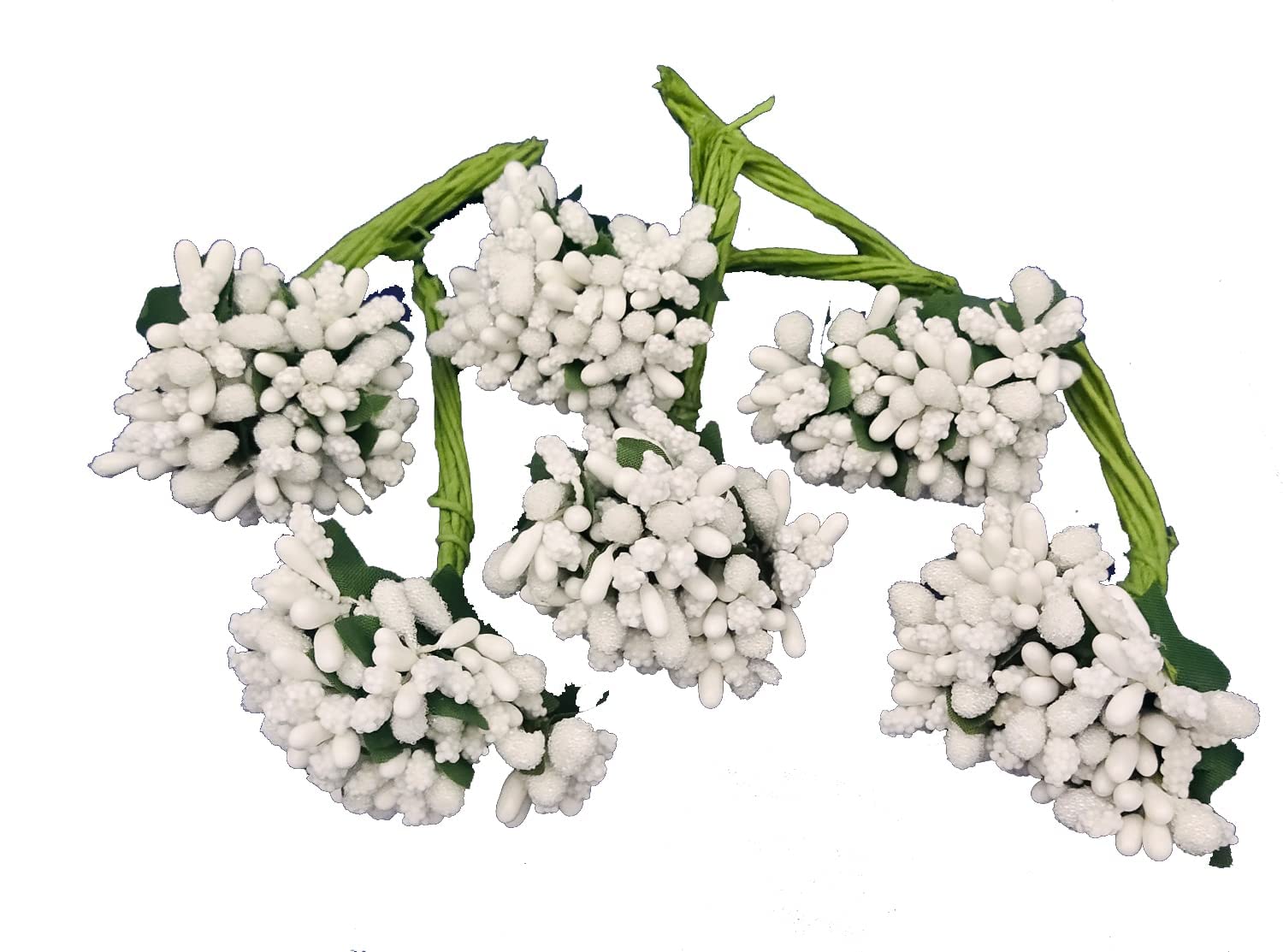 Just Flowers Artificial Pollen Flowers for Flower Making, for Hair Accessories, Pollen Grains for Craft Bunch of 6 (72 White Pollens)