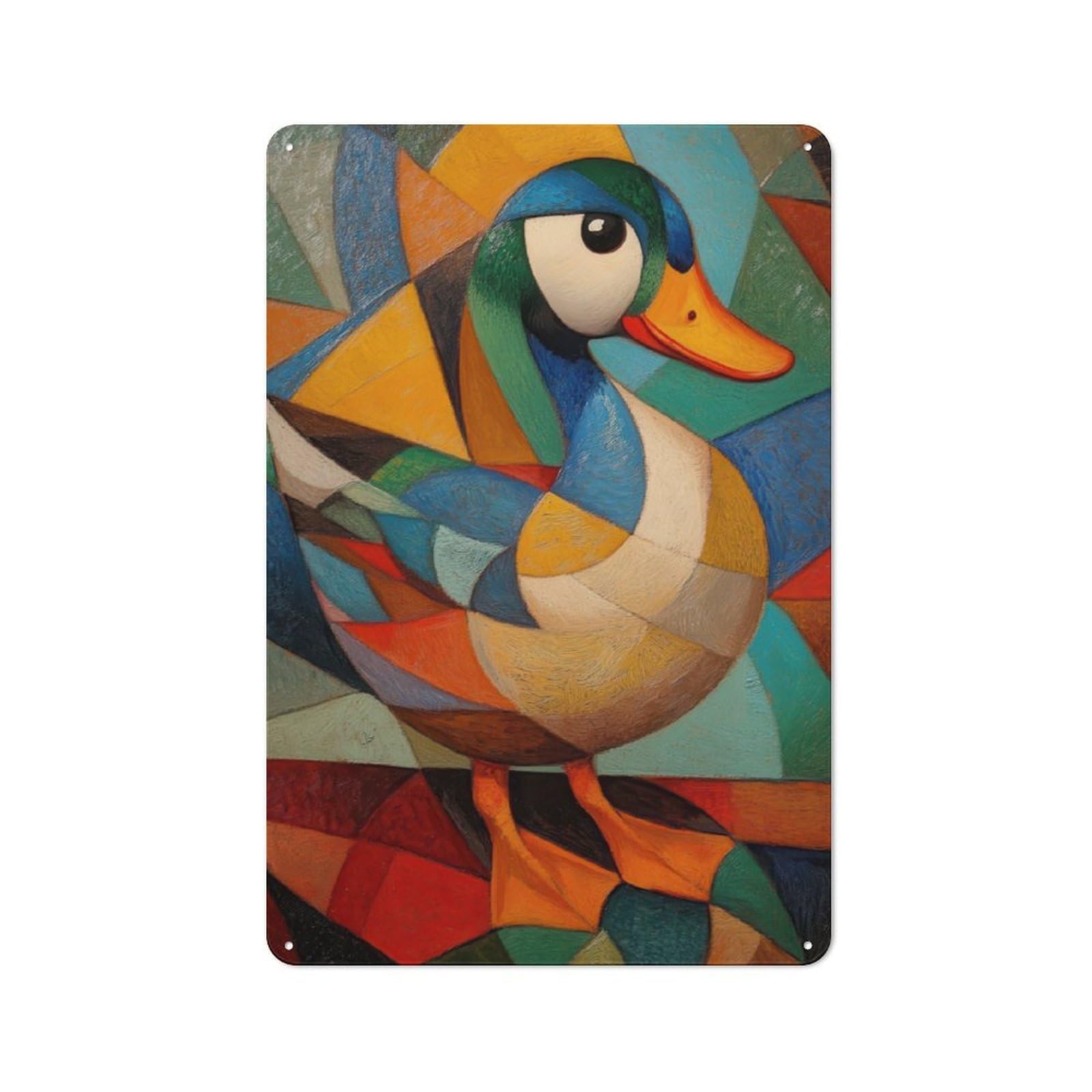 Duck Oil Painting Retro-style Tin Sign 30x20cm for Man Cave Or Games Room, A Metal Wall Feature for Games Rooms And Man Caves