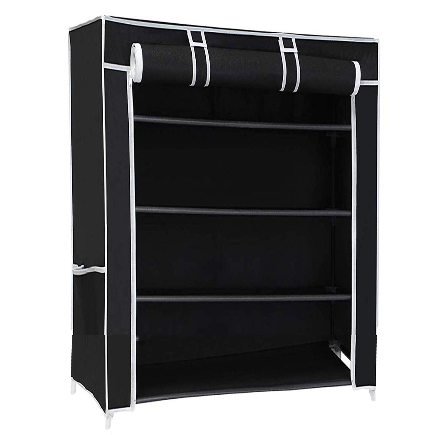 Ebee Black 4 Shelves Collapsible Shoe Rack