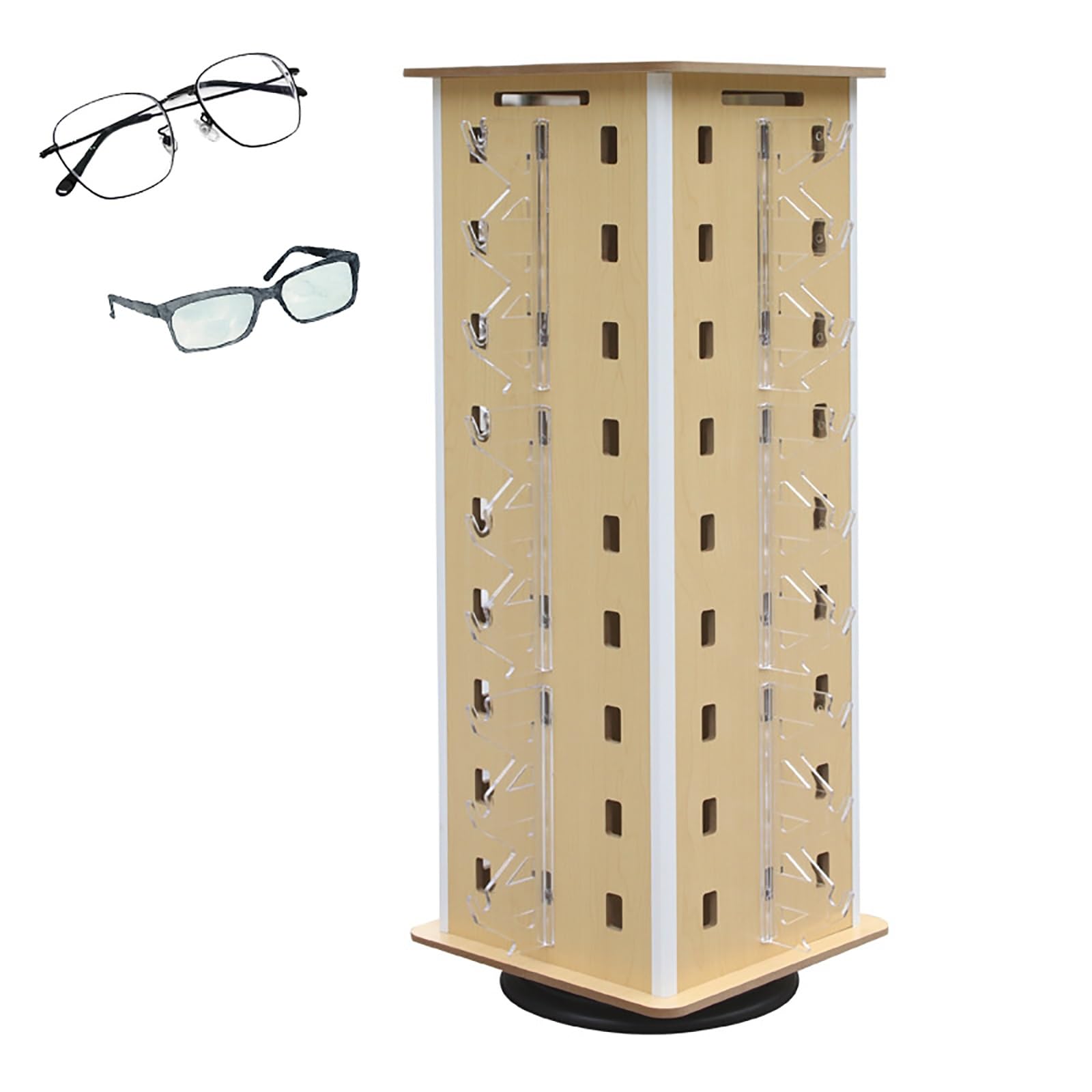 CAFIEDR Floor-Standing Glasses Display Stand, 360°Rotating Eyeglass Holder For Organized Storage, Commercial Eyewear Hanging Rack.