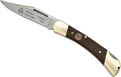 Bear Jacaranda - Navaja de bolsillo plegable de madera con cierre (6169600W)