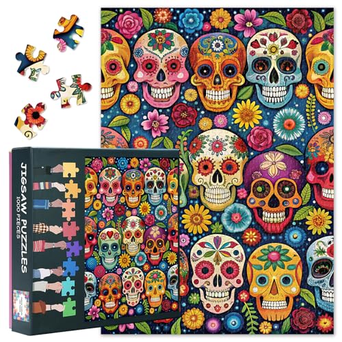 1000 Piece Puzzle for Adults Day of The Dead Jigsaw Puzzles Skulls Artwork