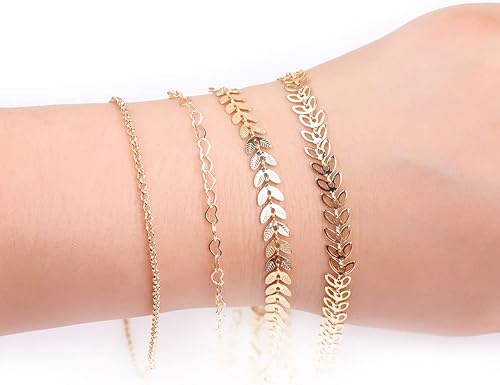 Miniatura 6 de JOE FOREMAN Cadena de cable de 39.4 in de latón con oro de 14 quilates, 0.236 in, hecha a mano, hoja de mariposa, cadena de cable para pulseras y