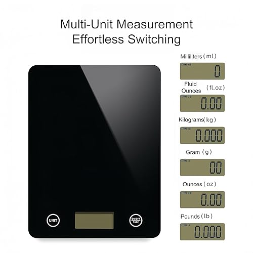 Miniatura 2 de Báscula digital de cocina, báscula de alimentos recargable con vidrio templado, gramos y onzas, carga USB, 0.03 oz de alta precisión para hornear,