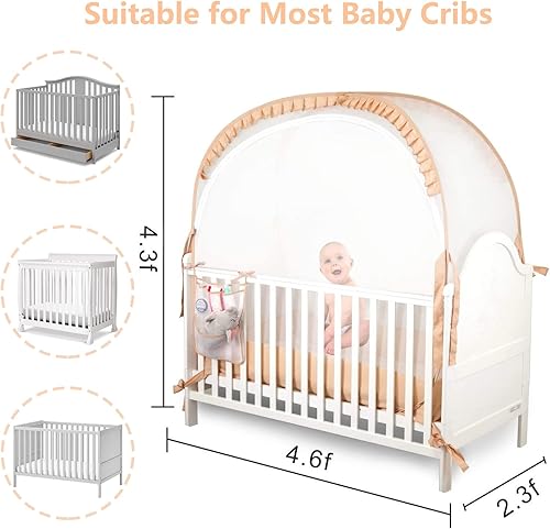 Miniatura 6 de Tienda de campaña desplegable para cuna de bebé, cubierta de malla de seguridad para bebés, cubierta de toldo para evitar que el bebé suba