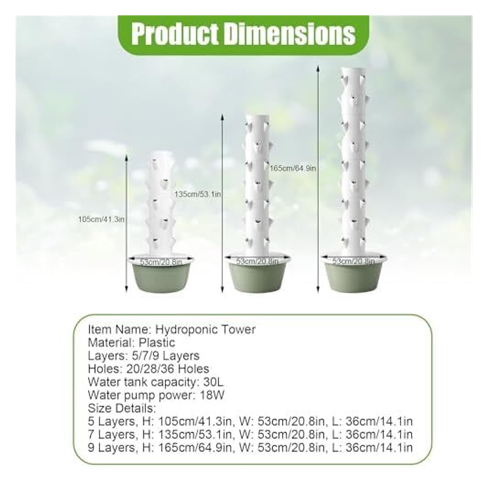 Sistema de cultivo hidropónico para interiores, Torre hidropónica for jardín interior, sistema Vertical de plantas con bomba, kit cultivo hierbas sin suelo(5th floor)