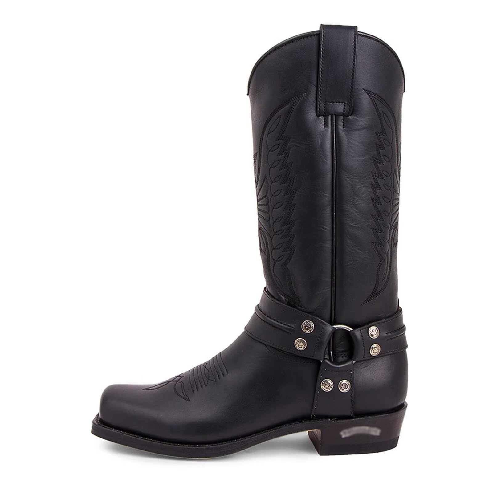 Męskie westernowe kowbojskie buty moda szpiczasty nosek wysoki obcas haftowane trwałe buty robocze tradycyjne buty wiejskie
