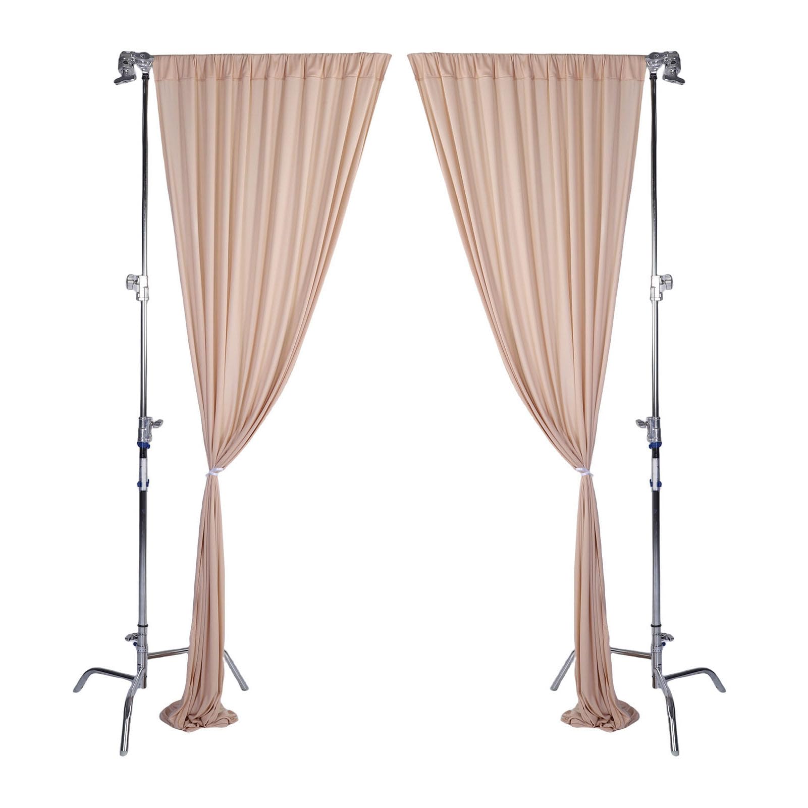 Srliya Tissu de Toile de Fond Champagne élégant, Rideaux de Fond de Mariage en Mousseline de Polyester 5x10 Pieds, Décorations de Cabine Photo
