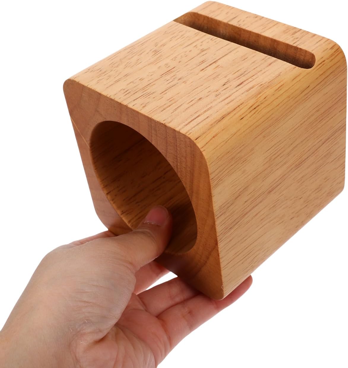 NUOBESTY Wooden Phone Stand with Passive Sound Amplifier Multifunctional Cube Shaped Desktop Holder Natural Cell Phone Bracket for Enhanced Audio Experience Without Plug