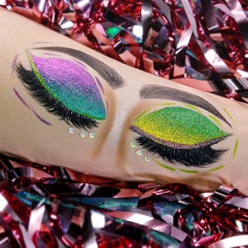 Multichrome Eyeshadow Liquid, Metallic Chameleon Glitter Shimmer Metal Colorful Bright Liquid Eye Shadows, Sparkle Waterproof High Pigmented Longlasting Eyeshadow Color Shift Green Gold Blue Yellow #TOP5