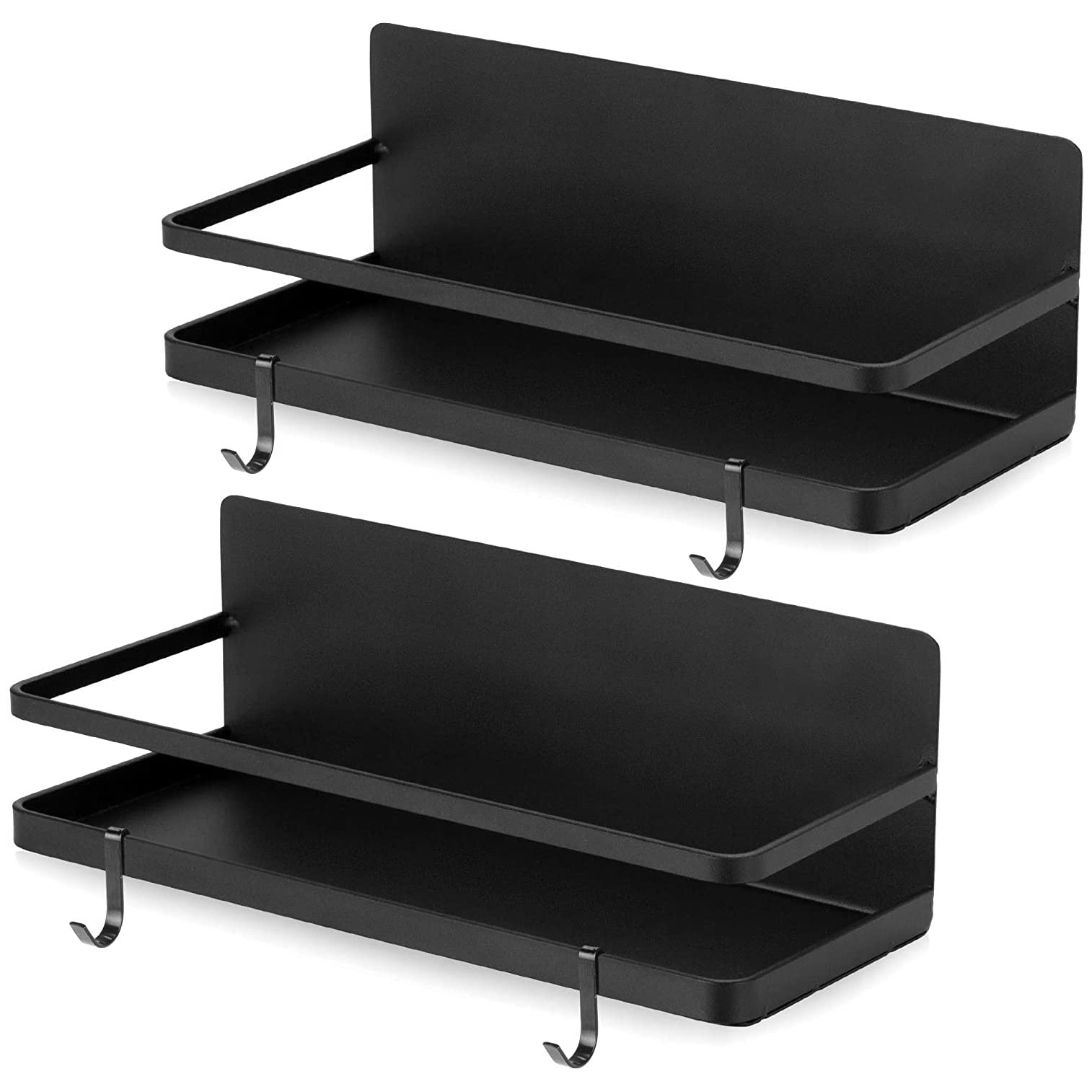 2 Pack Magnetic Spice Rack, Fridge Organizer Shelf, Side Wall Refrigerator Storage for Spices, Utensils or Plates, Works as Towel Holder with Hooks, Organization for Home and Kitchen